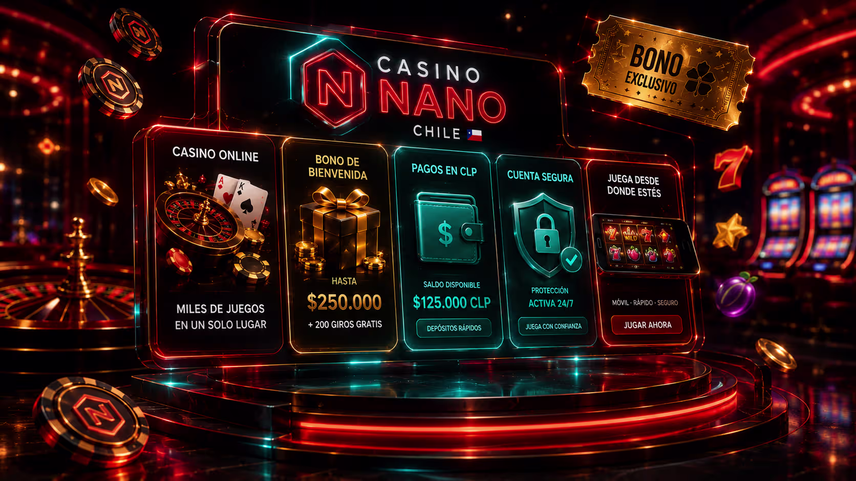 Página principal de Casino Nano con acceso a registro y juegos